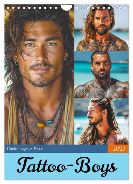 Tattoo-Boys. Coole Jungs am Meer (Wandkalender 2027 DIN A4 hoch) CALVENDO Monatskalender