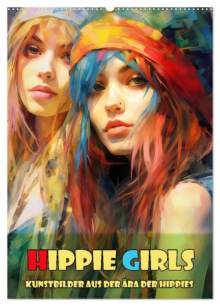 Hippie Girls Kunstbilder aus der Ära der Hippies (Wandkalender 2027 DIN A2 hoch) CALVENDO Monatskalender