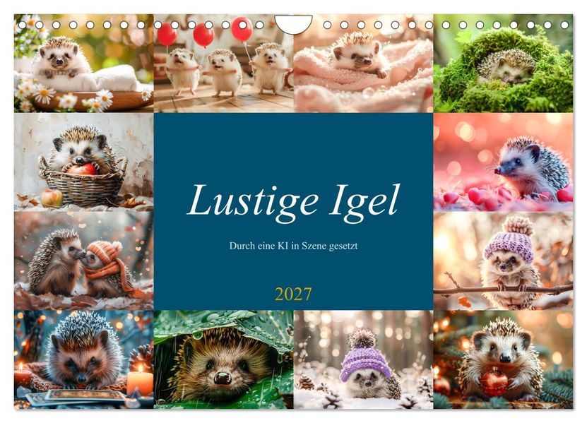 Lustige Igel (Wandkalender 2027 DIN A4 quer) CALVENDO Monatskalender