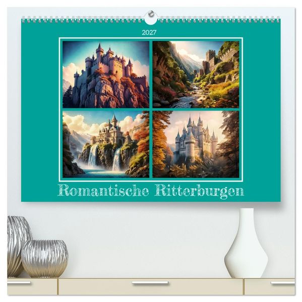 Romantische Ritterburgen (hochwertiger Premium Wandkalender 2027 DIN A2 quer) Kunstdruck in Hochglanz