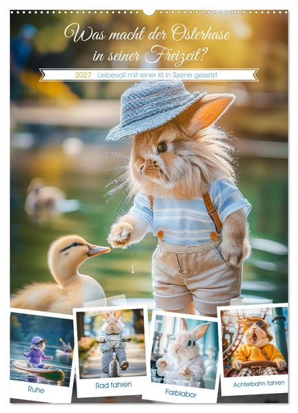 Was macht der Osterhase in seiner Freizeit (Wandkalender 2027 DIN A2 hoch) CALVENDO Monatskalender
