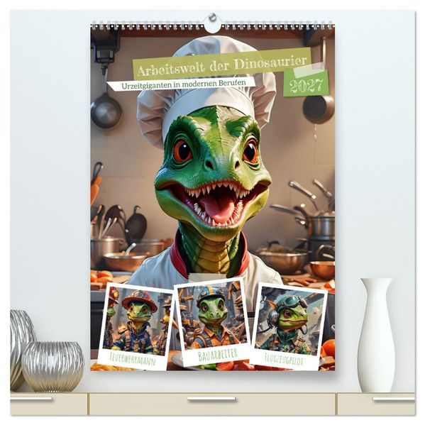 Arbeitswelt der Dinosaurier (hochwertiger Premium Wandkalender 2027 DIN A2 hoch) Kunstdruck in Hochglanz