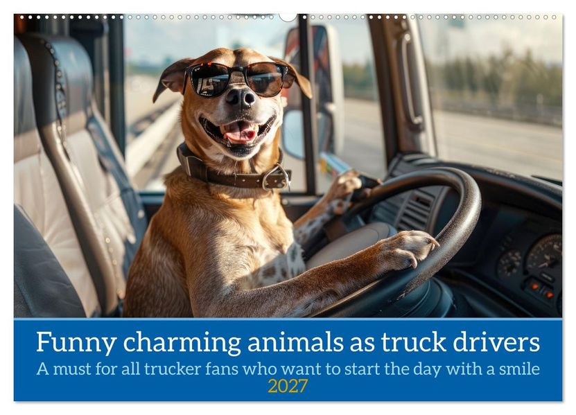 Funny charming animals as truck drivers (Wall Calendar 2027 DIN A2 landscape) CALVENDO 12 Month Wall Calendar