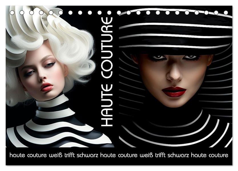 Haute Couture - Weiß trifft Schwarz (Tischkalender 2027 DIN A5 quer) CALVENDO Monatskalender