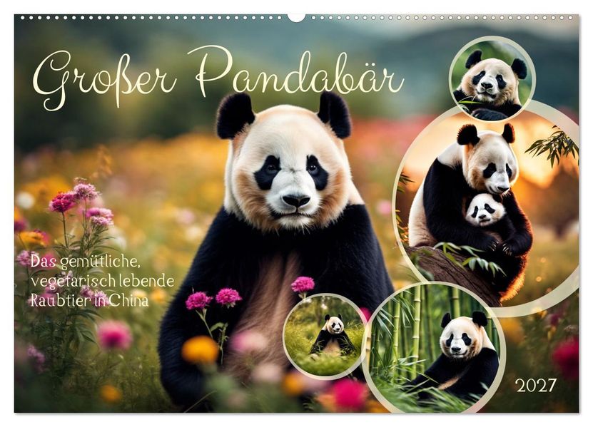 Großer Pandabär (Wandkalender 2027 DIN A2 quer) CALVENDO Monatskalender