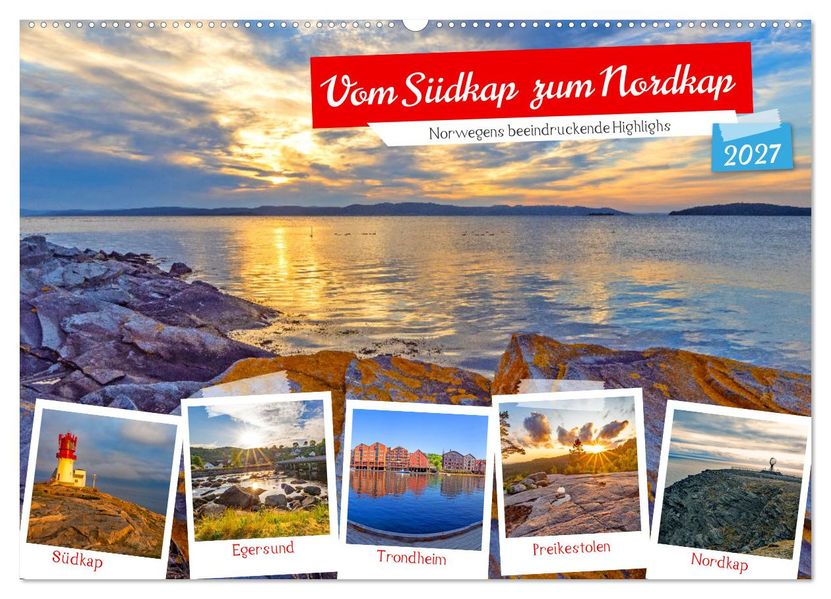 Vom Südkap zum Nordkap (Wandkalender 2027 DIN A2 quer) CALVENDO Monatskalender