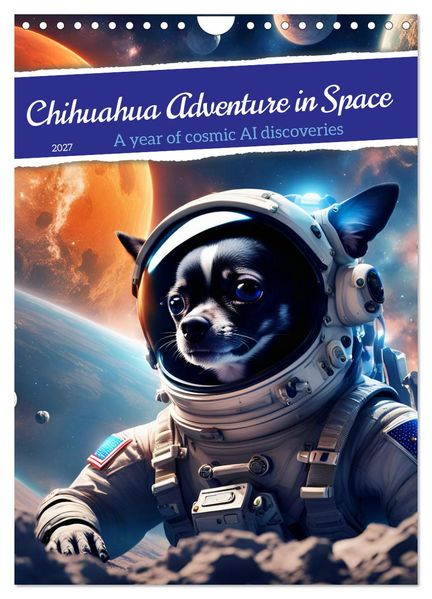 Chihuahua Adventure in Space (Wall Calendar 2027 DIN A4 portrait) CALVENDO 12 Month Wall Calendar