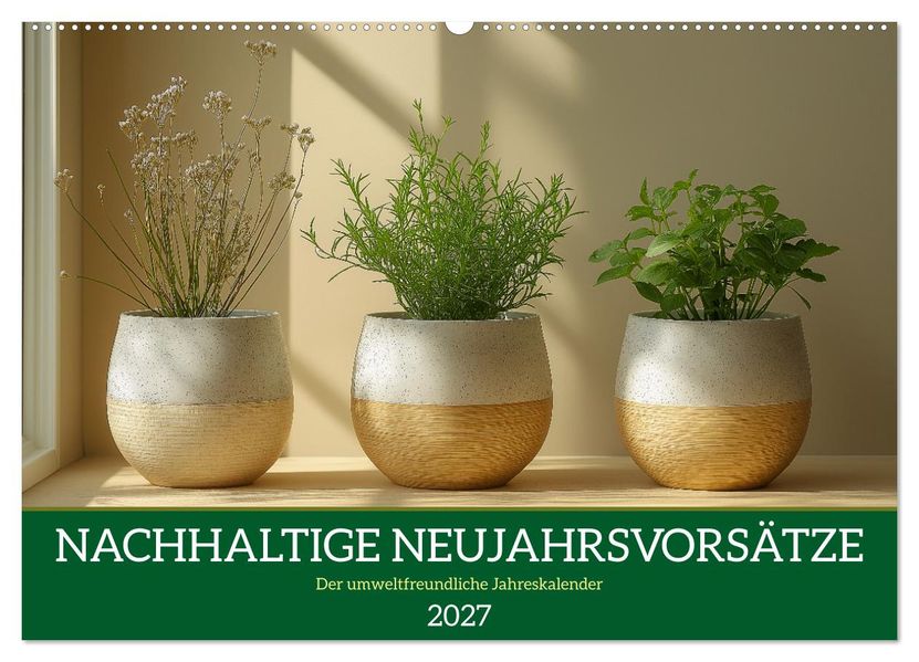 Nachhaltige Neujahrsvorsätze - Der umweltfreundliche Jahreskalender (Wandkalender 2027 DIN A2 quer) CALVENDO Monatskalender
