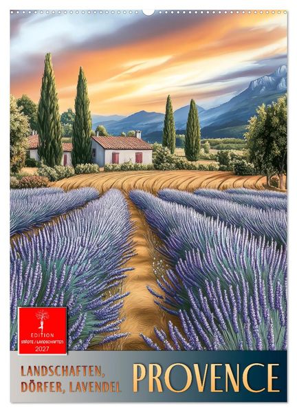 Provence - Landschaften Dörfer Lavendel (Wandkalender 2027 DIN A2 hoch) CALVENDO Monatskalender