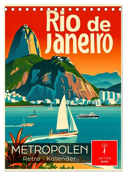 Metropolen Retro-Kalender (Tischkalender 2027 DIN A5 hoch) CALVENDO Monatskalender
