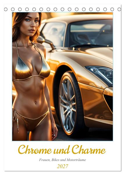 Chrome und Charme - Frauen Bikes und Motorträume (Tischkalender 2027 DIN A5 hoch) CALVENDO Monatskalender