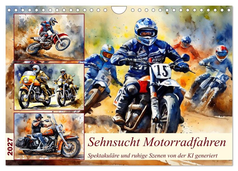 Sehnsucht Motorradfahren (Wandkalender 2027 DIN A4 quer) CALVENDO Monatskalender