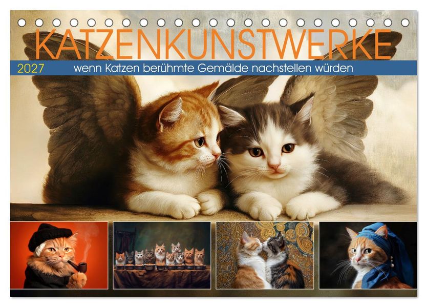 Katzenkunstwerke (Tischkalender 2027 DIN A5 quer) CALVENDO Monatskalender