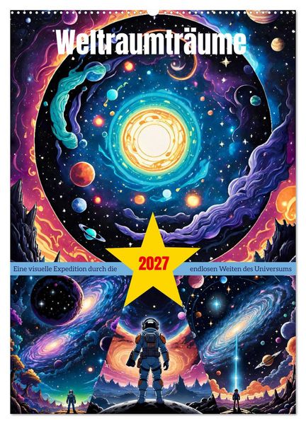 Weltraumträume (Wandkalender 2027 DIN A2 hoch) CALVENDO Monatskalender