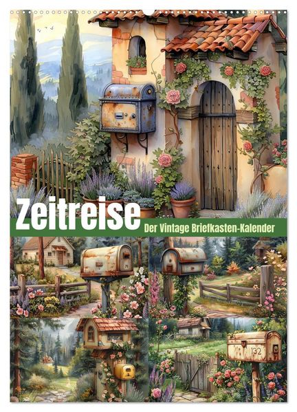 Zeitreise - Der vintage Briekasten Kalender (Wandkalender 2027 DIN A2 hoch) CALVENDO Monatskalender
