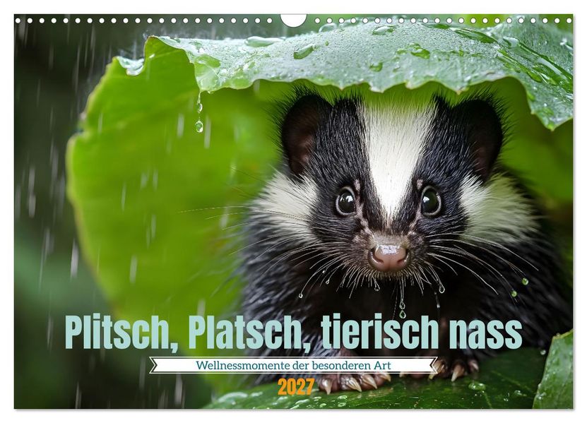 Plitsch Platsch tierisch nass (Wandkalender 2027 DIN A3 quer) CALVENDO Monatskalender