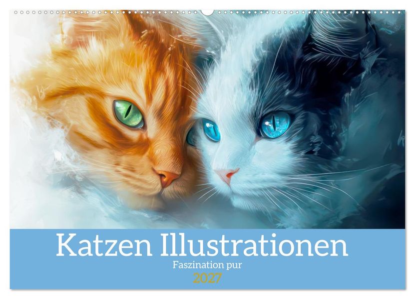Katzen Illustrationen - Faszination pur (Wandkalender 2027 DIN A2 quer) CALVENDO Monatskalender
