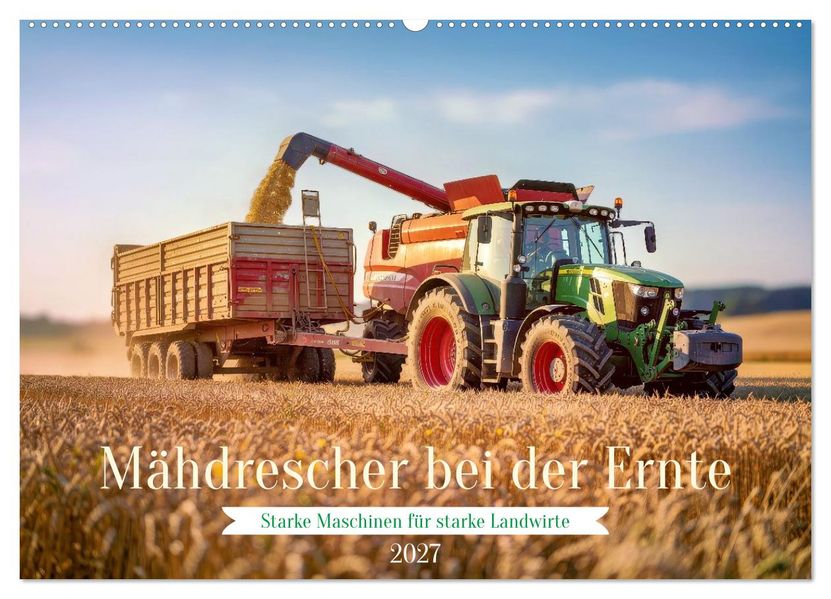 Mähdrescher bei der Ernte (Wandkalender 2027 DIN A2 quer) CALVENDO Monatskalender