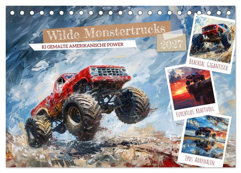 Wilde Monstertrucks (Tischkalender 2027 DIN A5 quer) CALVENDO Monatskalender