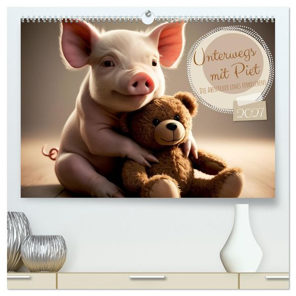 Unterwegs mit Piet - Die Abenteuer eines Ferkelchens (hochwertiger Premium Wandkalender 2027 DIN A2 quer) Kunstdruck in Hochglanz
