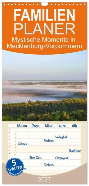 Familienplaner 2027 - Mystische Momente in Mecklenburg-Vorpommern mit 5 Spalten (Wandkalender 21 x 45 cm) CALVENDO