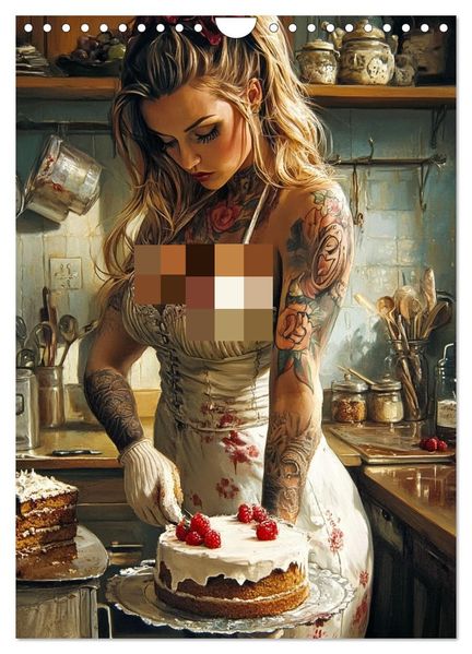 Tattoo Girls and Cakes (Wall Calendar 2027 DIN A4 portrait) CALVENDO 12 Month Wall Calendar