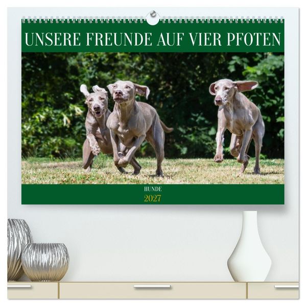 Unsere Freunde auf vier Pfoten - Hunde (hochwertiger Premium Wandkalender 2027 DIN A2 quer) Kunstdruck in Hochglanz