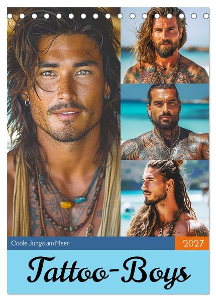 Tattoo-Boys. Coole Jungs am Meer (Tischkalender 2027 DIN A5 hoch) CALVENDO Monatskalender