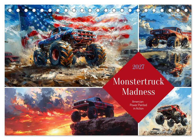 Monstertruck Madness (Desk Calendar 2027 DIN A5 landscape) CALVENDO 12 Month DeskCalendar
