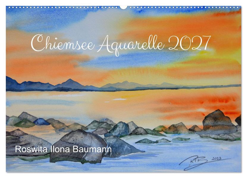 Chiemsee Aquarelle (Wandkalender 2027 DIN A2 quer) CALVENDO Monatskalender