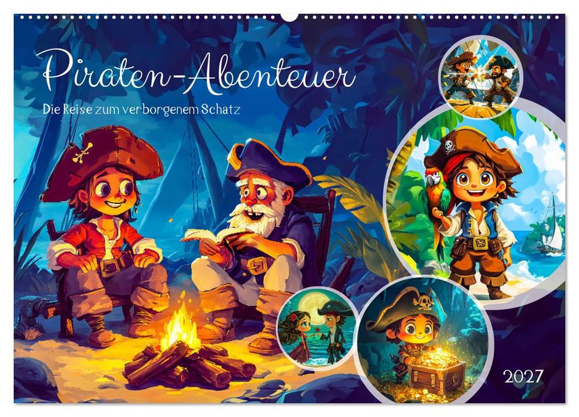 Piraten-Abenteuer - Die Reise zum verborgenen Schatz (Wandkalender 2027 DIN A2 quer) CALVENDO Monatskalender