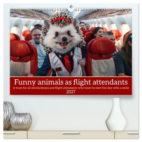 Funny animals as flight attendants (High Quality Premium Wall Calendar 2027 DIN A2 landscape)CALVENDO 12 Month Wall Calendar