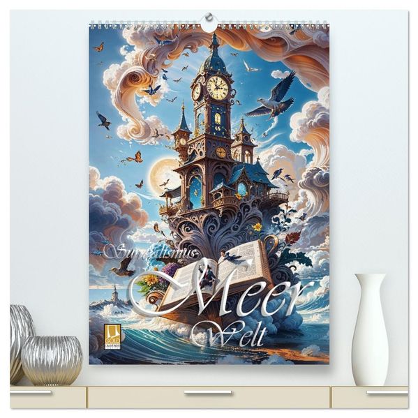 Surrealismus Meer WELT - Digitale Kunst (hochwertiger Premium Wandkalender 2027 DIN A2 hoch) Kunstdruck in Hochglanz