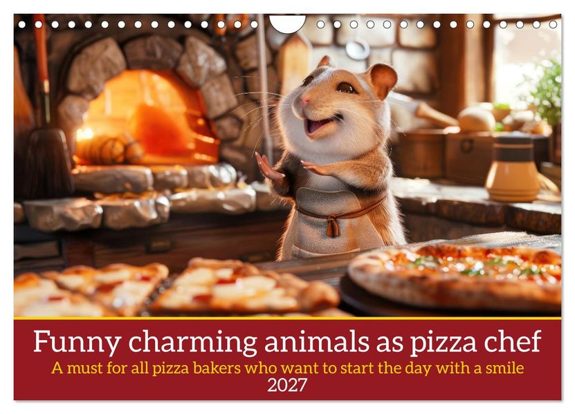 Funny charming animals as pizza chef (Wall Calendar 2027 DIN A4 landscape) CALVENDO 12 Month Wall Calendar