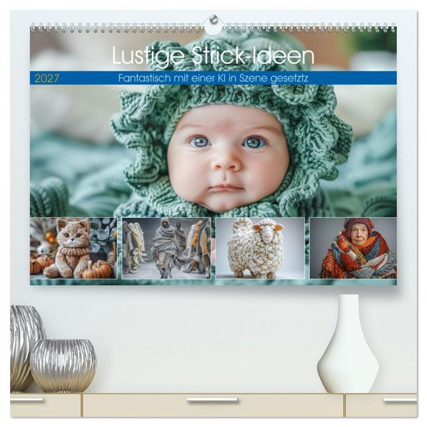 Lustige Strick-Ideen (hochwertiger Premium Wandkalender 2027 DIN A2 quer) Kunstdruck in Hochglanz