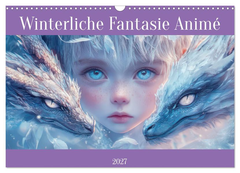 Winterliche Fantasie Animé (Wandkalender 2027 DIN A3 quer) CALVENDO Monatskalender