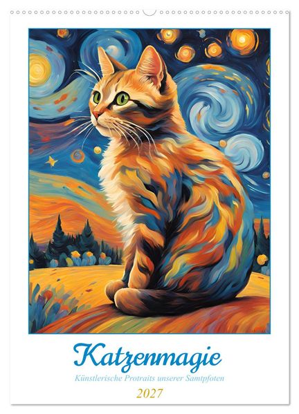 Katzenmagie (Wandkalender 2027 DIN A2 hoch) CALVENDO Monatskalender