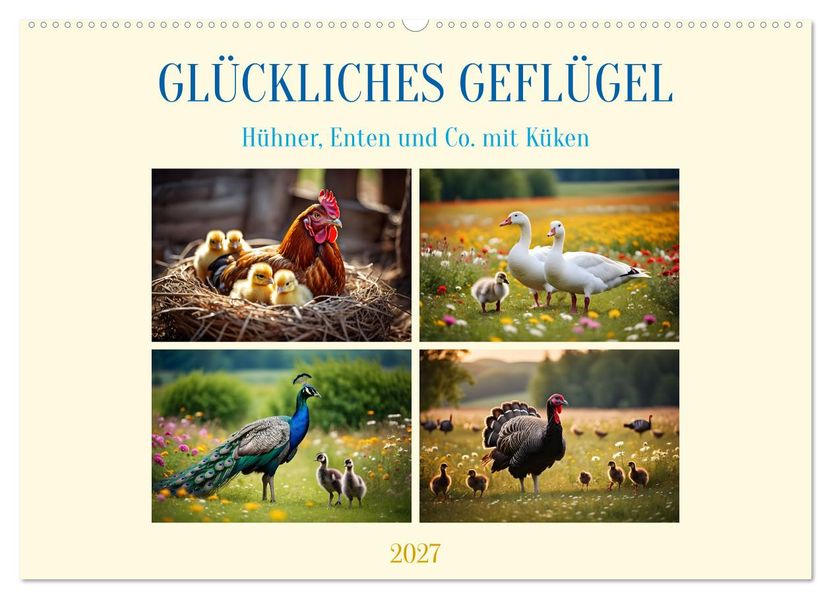 Glückliches Geflügel (Wandkalender 2027 DIN A2 quer) CALVENDO Monatskalender