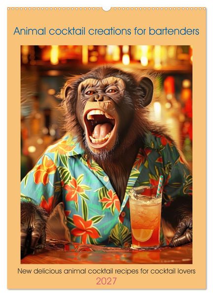Animal cocktail creations for bartenders (Wall Calendar 2027 DIN A2 portrait) CALVENDO 12 Month Wall Calendar