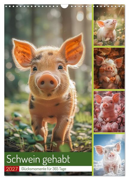 Schwein gehabt (Wandkalender 2027 DIN A3 hoch) CALVENDO Monatskalender