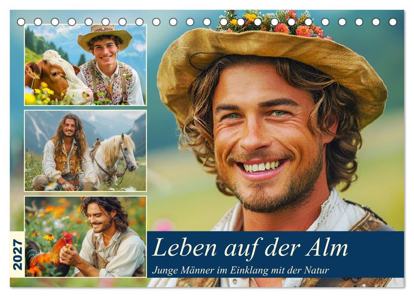 Leben auf der Alm. Junge Männer im Einklang mit der Natur (Tischkalender 2027 DIN A5 quer) CALVENDO Monatskalender