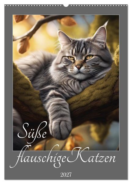 Süße flauschige Katzen (Wandkalender 2027 DIN A2 hoch) CALVENDO Monatskalender