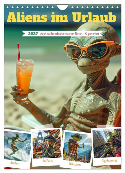 Aliens im Urlaub (Wandkalender 2027 DIN A4 hoch) CALVENDO Monatskalender