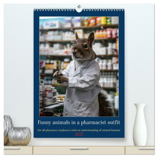 Funny animals in a pharmacist outfit (High Quality Premium Wall Calendar 2027 DIN A2 portrait)CALVENDO 12 Month Wall Calendar