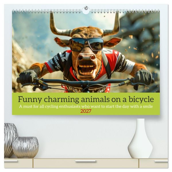 Funny charming animals on a bicycle (High Quality Premium Wall Calendar 2027 DIN A2 landscape)CALVENDO 12 Month Wall Calendar