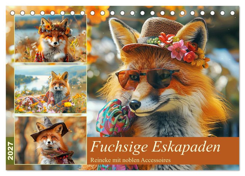 Fuchsige Eskapaden. Reineke mit noblen Accessoires (Tischkalender 2027 DIN A5 quer) CALVENDO Monatskalender