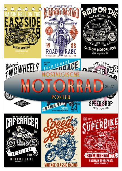 Motorrad - nostalgische Poster (Tischkalender 2027 DIN A5 hoch) CALVENDO Monatskalender