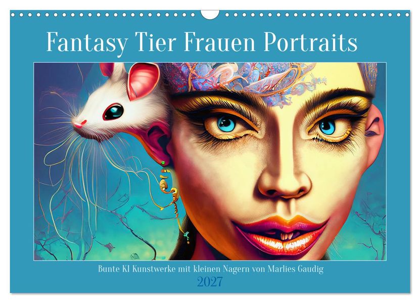 Fantasy Tier Frauen Portraits (Wandkalender 2027 DIN A3 quer) CALVENDO Monatskalender