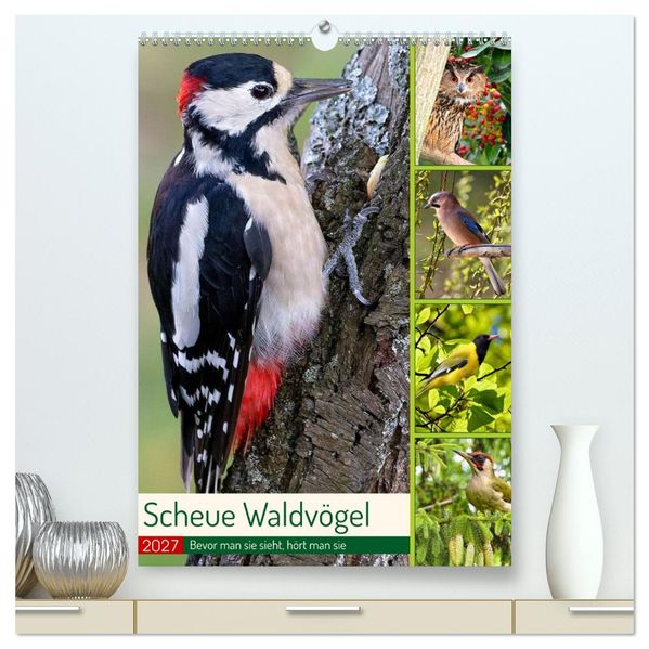 Scheue Waldvögel (hochwertiger Premium Wandkalender 2027 DIN A2 hoch) Kunstdruck in Hochglanz