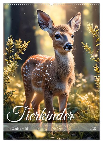 Tierkinder im Zauberwald (Wandkalender 2027 DIN A2 hoch) CALVENDO Monatskalender